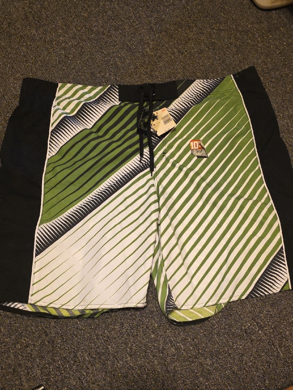 Joe Boxer Green and White Striped Board Shorts
